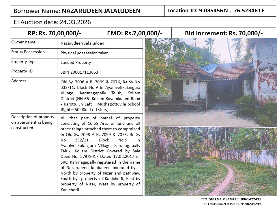 Landed property for sale in KARUNAGAPALLY Adinad — photo 1