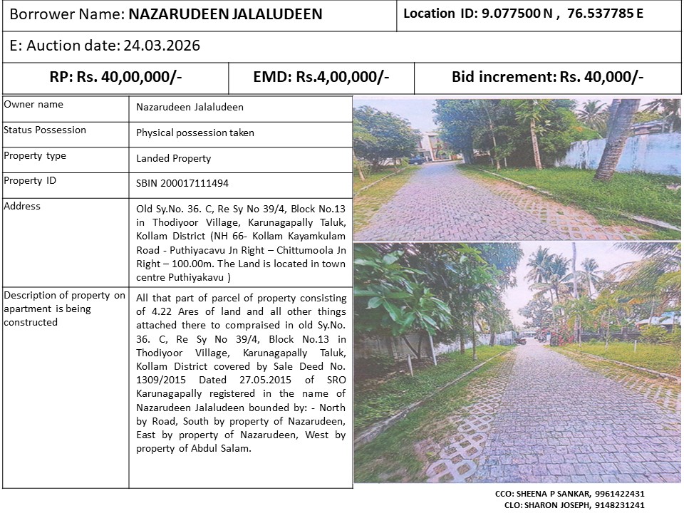 Landed Property for sale in Karunagapally Adinad — photo 1
