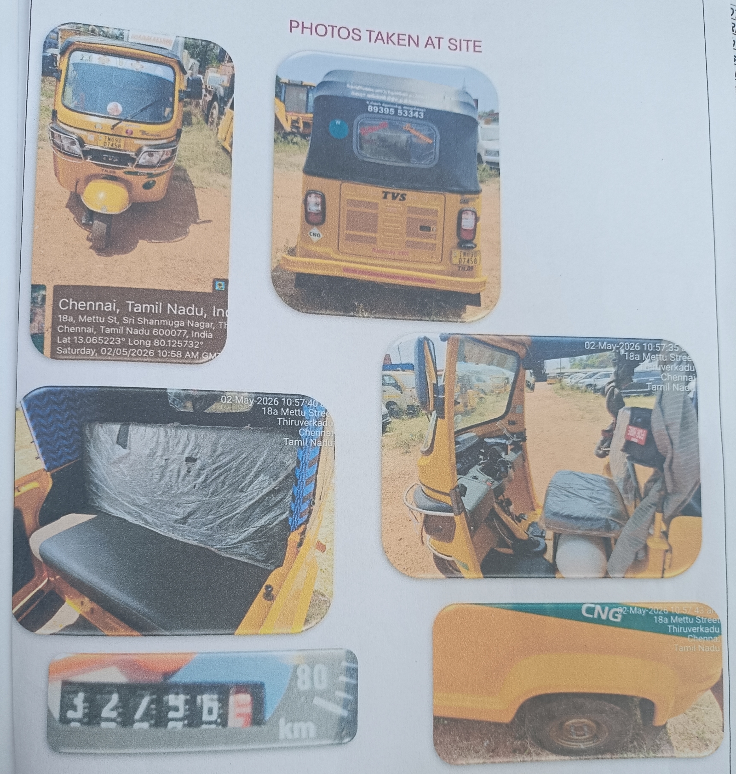 2023 TVS Motor Company King Deluxe CNG Passenger 32796 km 2 years for sale in SEVEN STAR PARKING YARD Chennai — photo 1