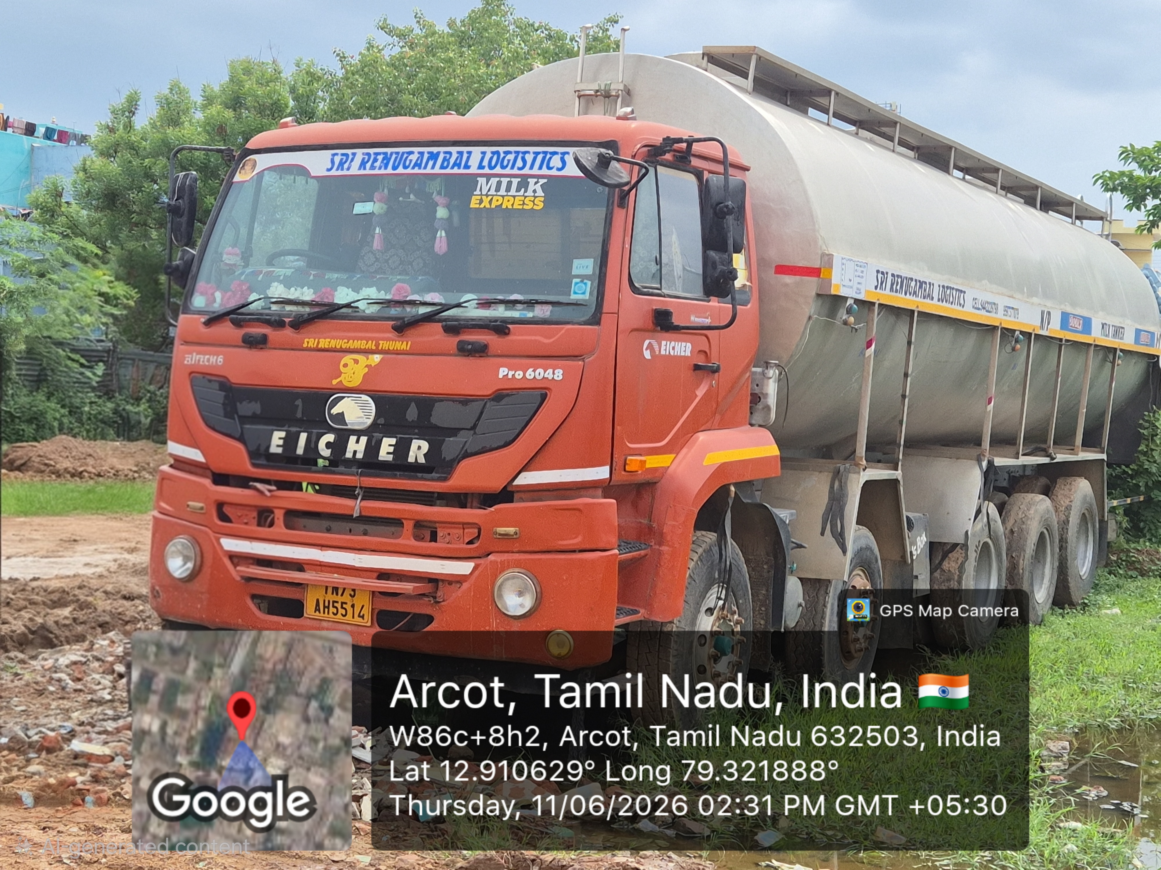 Milk Tanker Vehicle EICHER PRO 6048 S CBC BS-VI Fitted with 30 KL SS Tank Milk Carrier. Make : EICHER, Model : PRO6048  CBC BS VI,  Registration No. : TN73AH5514 for sale in Arcot Arcot — photo 1