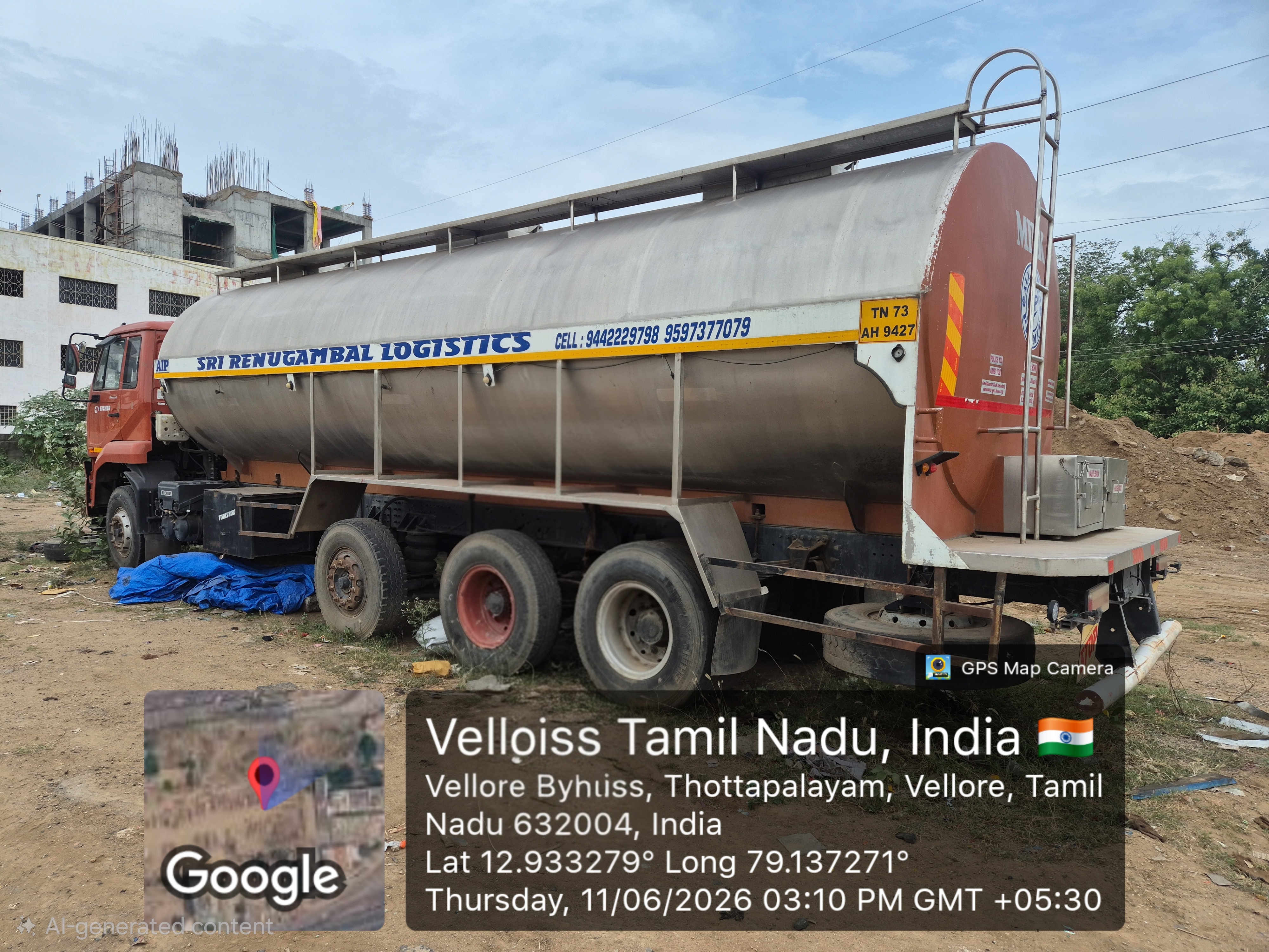 Milk Tanker Vehicle EICHER PRO 6035 S  CBC BS-VI fitted with 24 KL SS Tank milk carrier Registration No TN73AH9427 for sale in VELLORE Vellore — photo 1