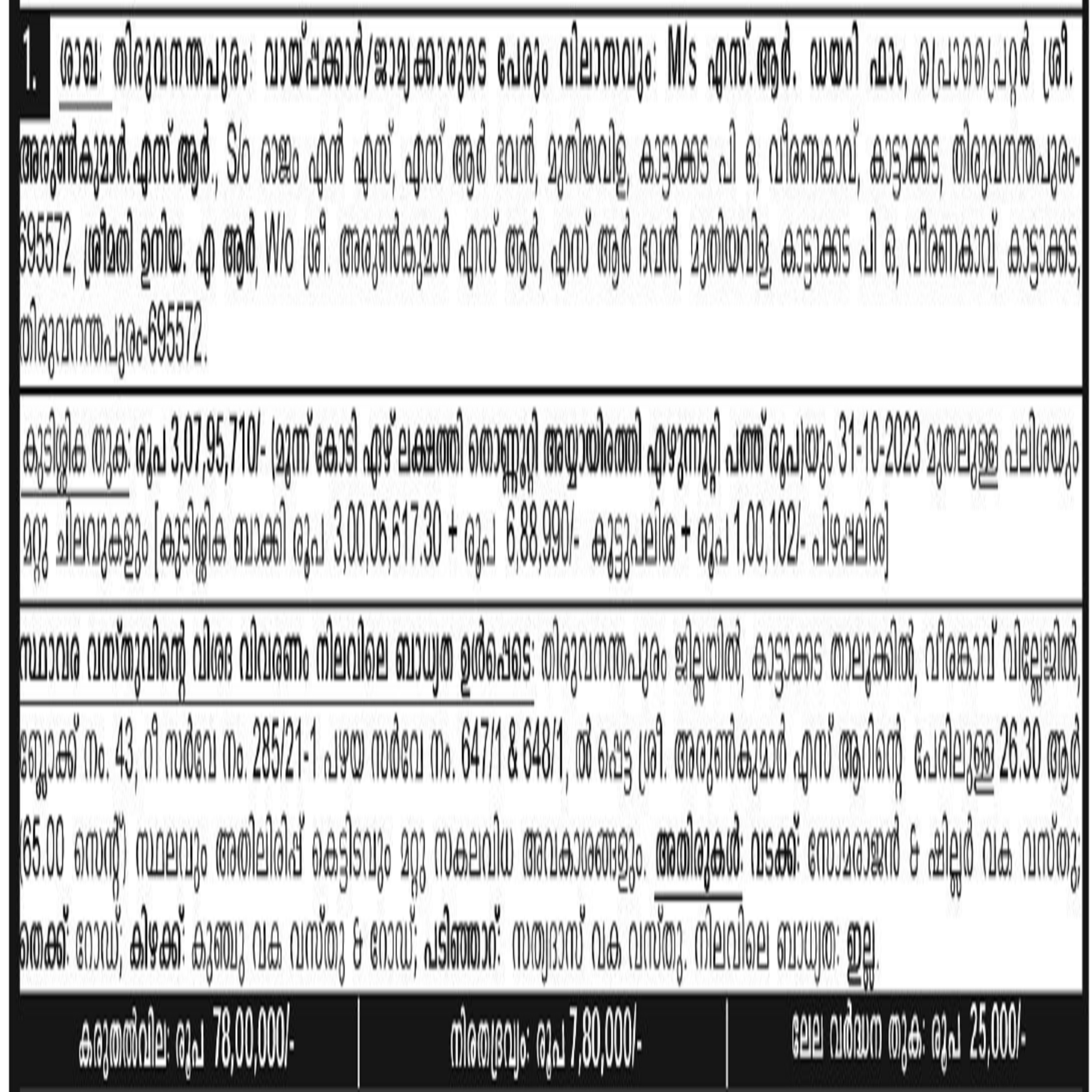 Plot for sale in Thiruvananthapuram