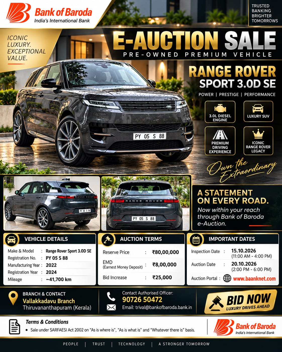 2022 Land Rover Range Rover Sport SV Edition Two SUV 41558 km 4 years for sale in MIDHUN Alappuzha — photo 3