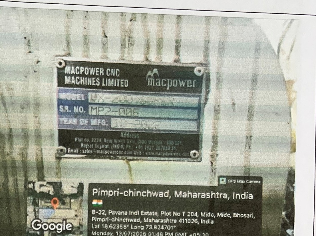 200 square mile CNC LATHE MACHINE MACPOWER VX-200 FANUC 01 TF PLUS for sale in PUNE Pimpri Chinchwad — photo 3
