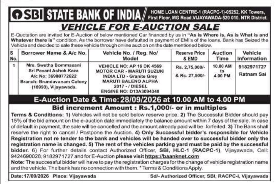 2017 Maruti Suzuki Baleno Alpha Sedan 95600 km 9 years for sale in VENKAT DOCK YARD Vijayawada — photo 3
