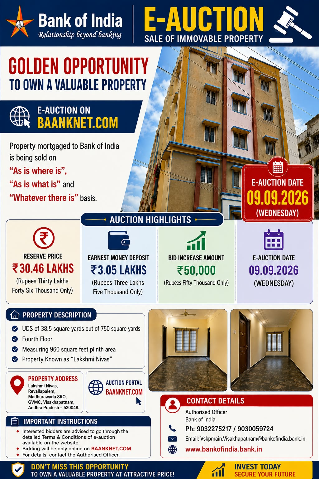 960 square feet Flat for sale in REVALLAPALEM Madhurawada — photo 3
