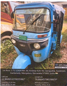 Vehicle- Bajaj REE TEC 9.0 Three Wheeler with Reg No KA 19 AE 7580 for sale in MANGALURU Mangaluru