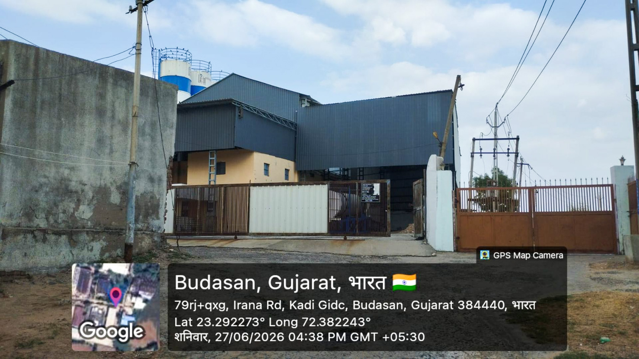 Industrial Plot with Factory Building for sale in VILLAGE BUDASAN, KADI, MEHSANA Kadi